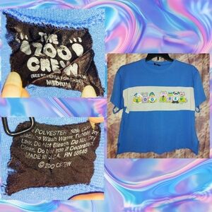 The Zoo Crew Med Blue/Wht/Multiclr Animals Zoo Crew Oversized Knit Top Sz Medium